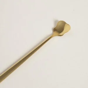 CUCHARA DE ACERO DORADO DISEÑO RECTO 15CM