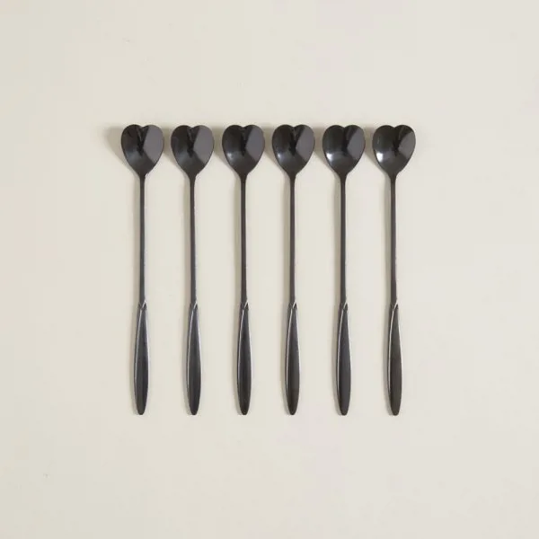 CUCHARA DE ACERO NEGRO DISEÑO CORAZON - Imagen 2