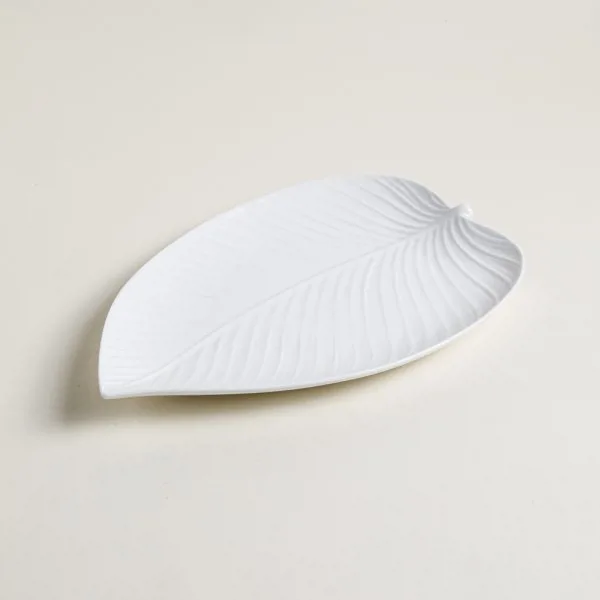 BANDEJA DE PORCELANA HOJA BLANCO - Imagen 2