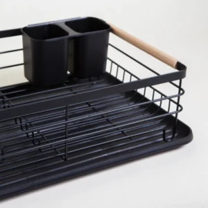 ESCURRIDOR DE PLATOS CON PORTA UTENSILIOS NEGRO