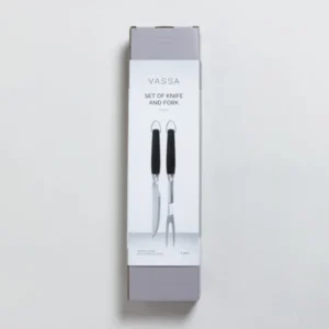 SET DE ASADO DE ACERO INOXIDABLE CON MANGO NEGRO