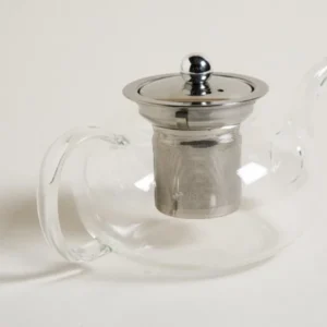 TETERA DE VIDRIO CON INFUSOR Y TAPA DE ACERO