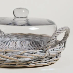 CAMPANA DE VIDRIO CON BASE SALIX WHITE 23 CM