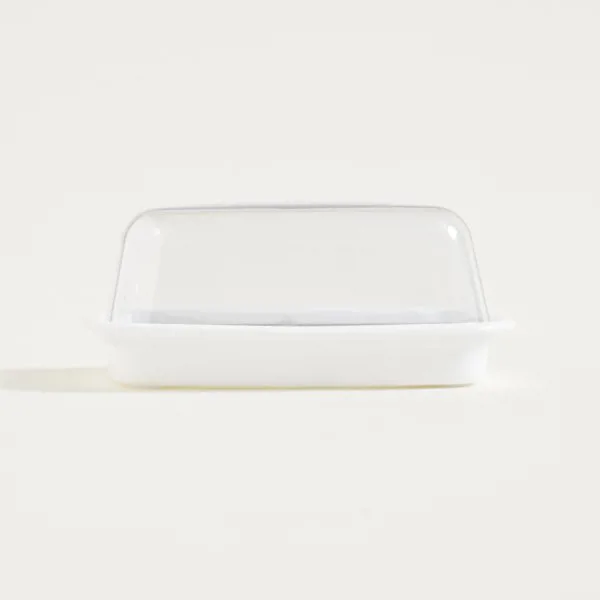 MANTEQUERA BASE DE PLASTICO BLANCO Y TAPA DE ACRILICO CON UNTADOR - Imagen 2