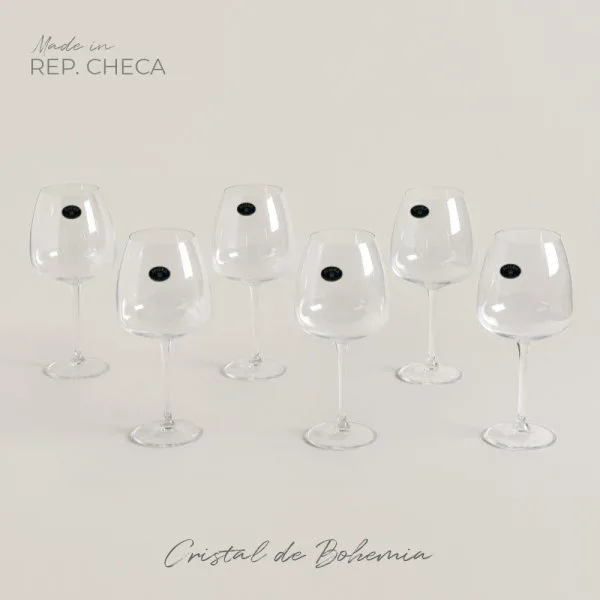 SET X 6 COPAS DE CRISTAL DE BOHEMIA ANSER - Imagen 2