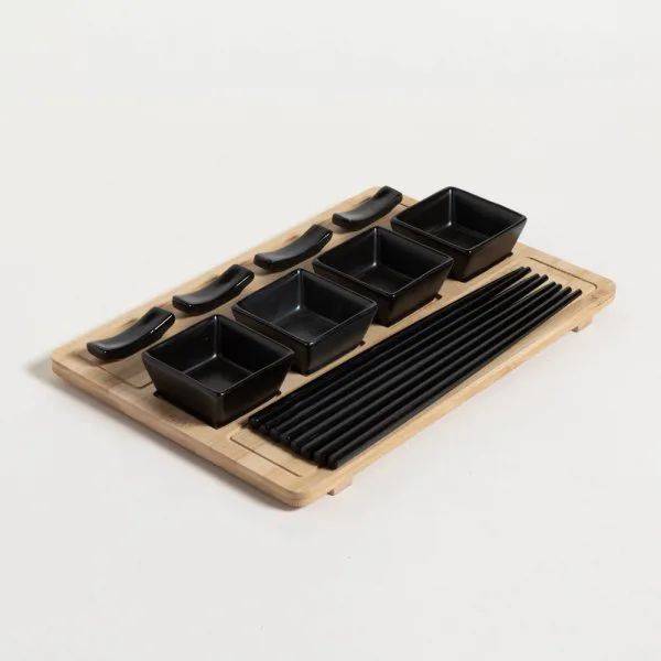 SET SUSHI X 4 BAMBOO NEGRO - Imagen 2