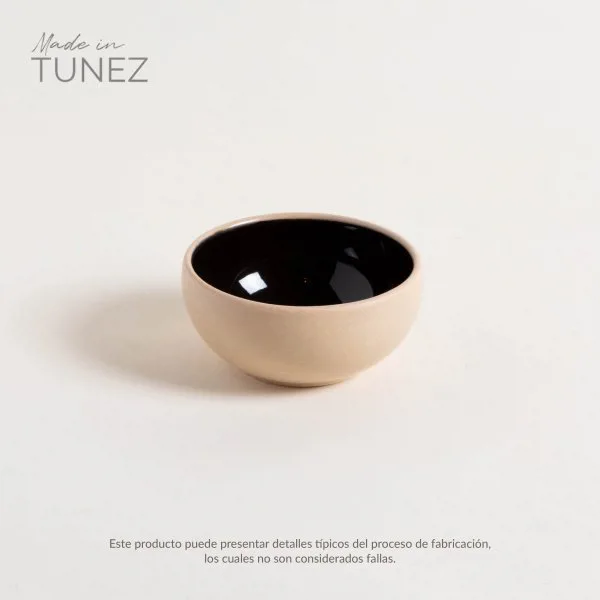 MINI BOWL KORBA NEGRO BRILLANTE CON BEIGE 10 CM - Imagen 5
