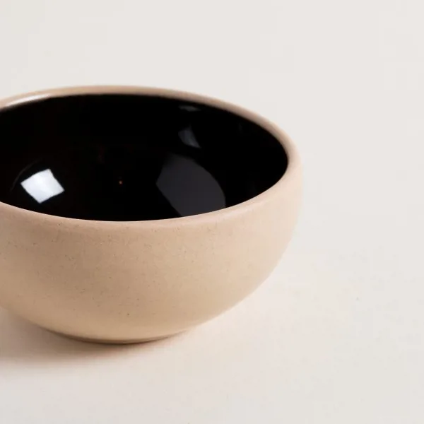 MINI BOWL KORBA NEGRO BRILLANTE CON BEIGE 10 CM - Imagen 3