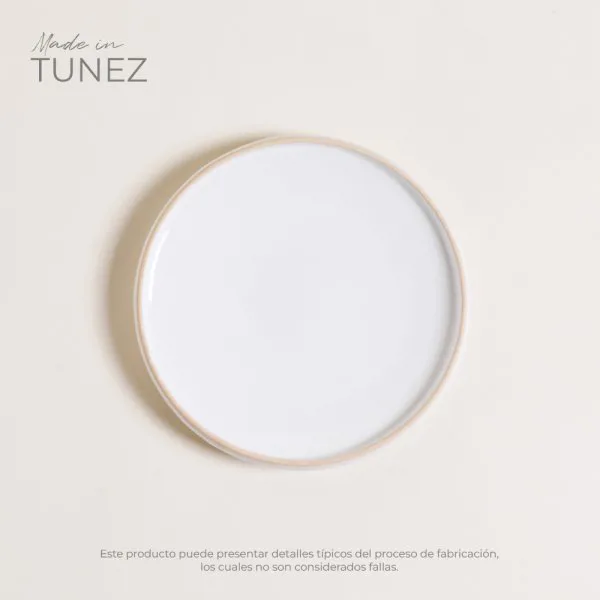 PLATO POSTRE TOZEUR NEO BLANCO BORDE NATURAL - Imagen 2