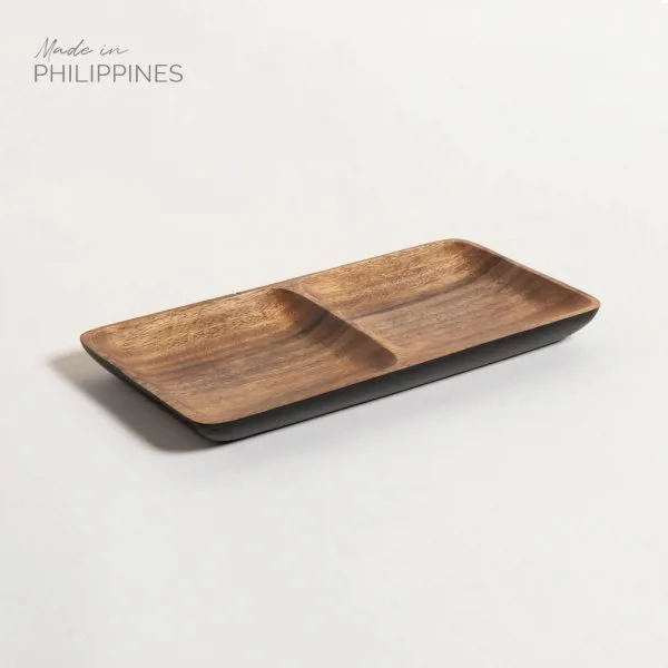 COPETINERO ACACIA DE 2 DIVISIONES MANILA BLACK 30,5X15 CM - Imagen 2