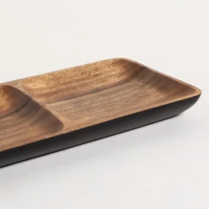 COPETINERO ACACIA DE 2 DIVISIONES MANILA BLACK 30,5X15 CM