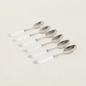 CUCHARAS DE ACERO CON MANGO DE CERAMICA BLANCO 14,5 CM
