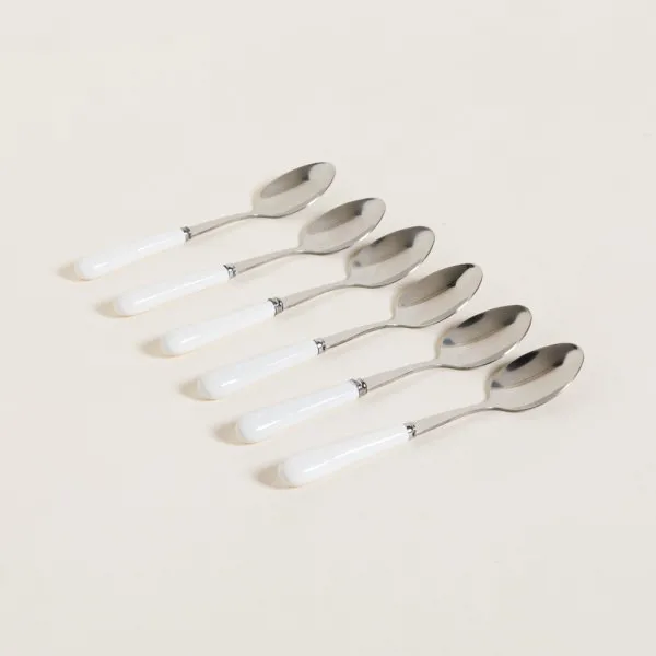 CUCHARAS DE ACERO CON MANGO DE CERAMICA BLANCO 14,5 CM
