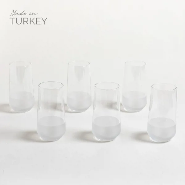 SET X 6 VASOS ALTOS MERSIN FONDO ESMERILADO BLANCO - Imagen 2