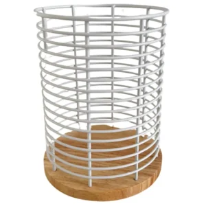PORTA UTENSILLOS DE ACERO Y MADERA ESTILO NORDICO