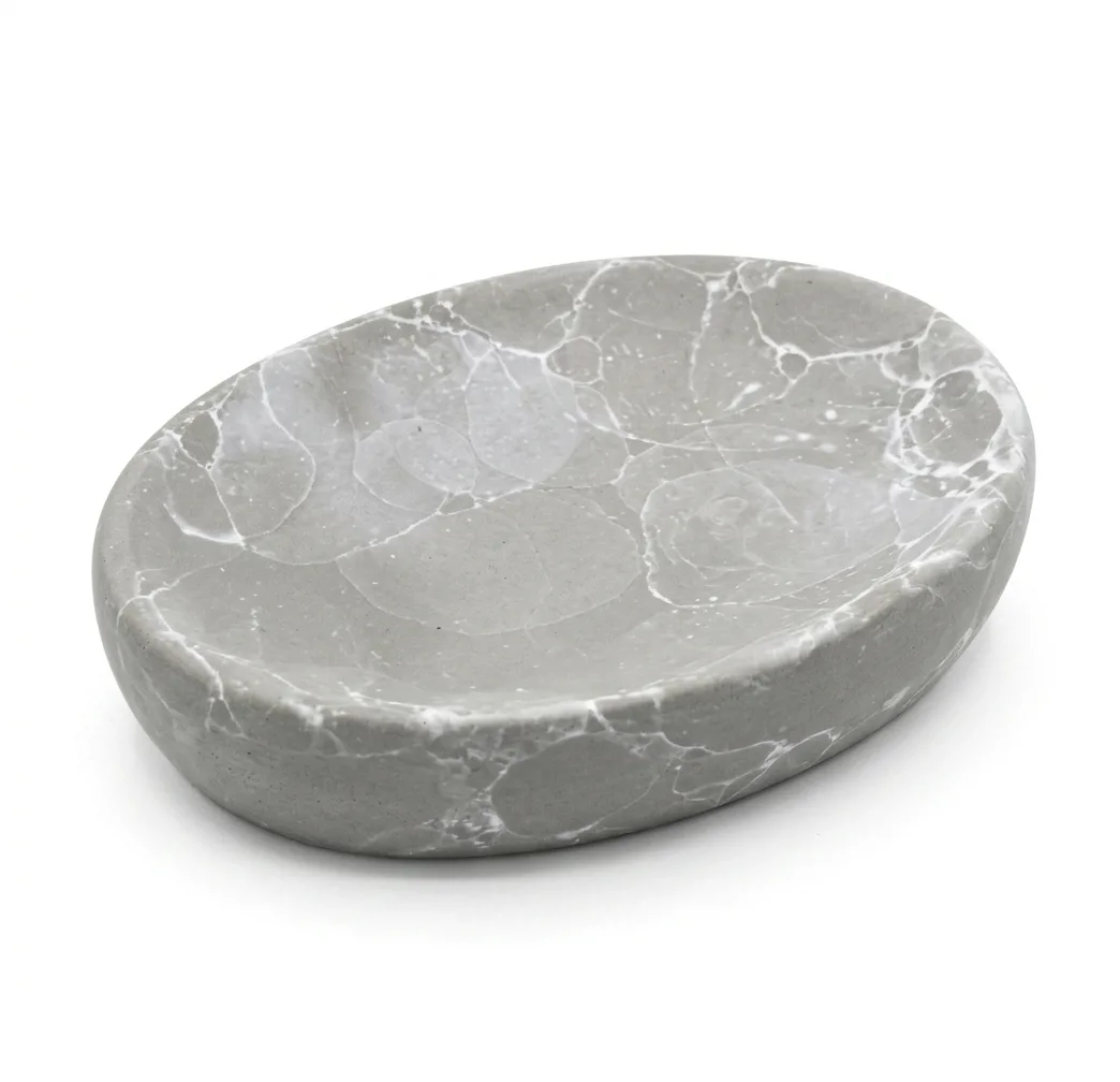 JABONERA SIMIL MÁRMOL OVAL GRIS