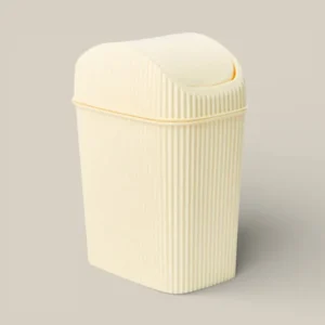CESTO DE BASURA PARA MESADA RAYADO BEIGE