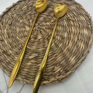 CUCHARA ACERO DORADA CORAZON