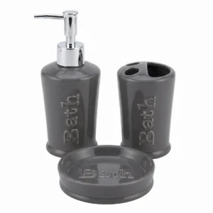 JUEGO DE BAÑO DE TRES PIEZAS "BATH" GRIS