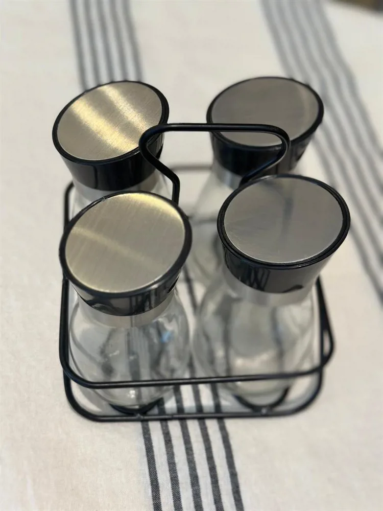 SET X 4 ESPECIEROS DE VIDRIO EN RACK NEGRO - Imagen 4