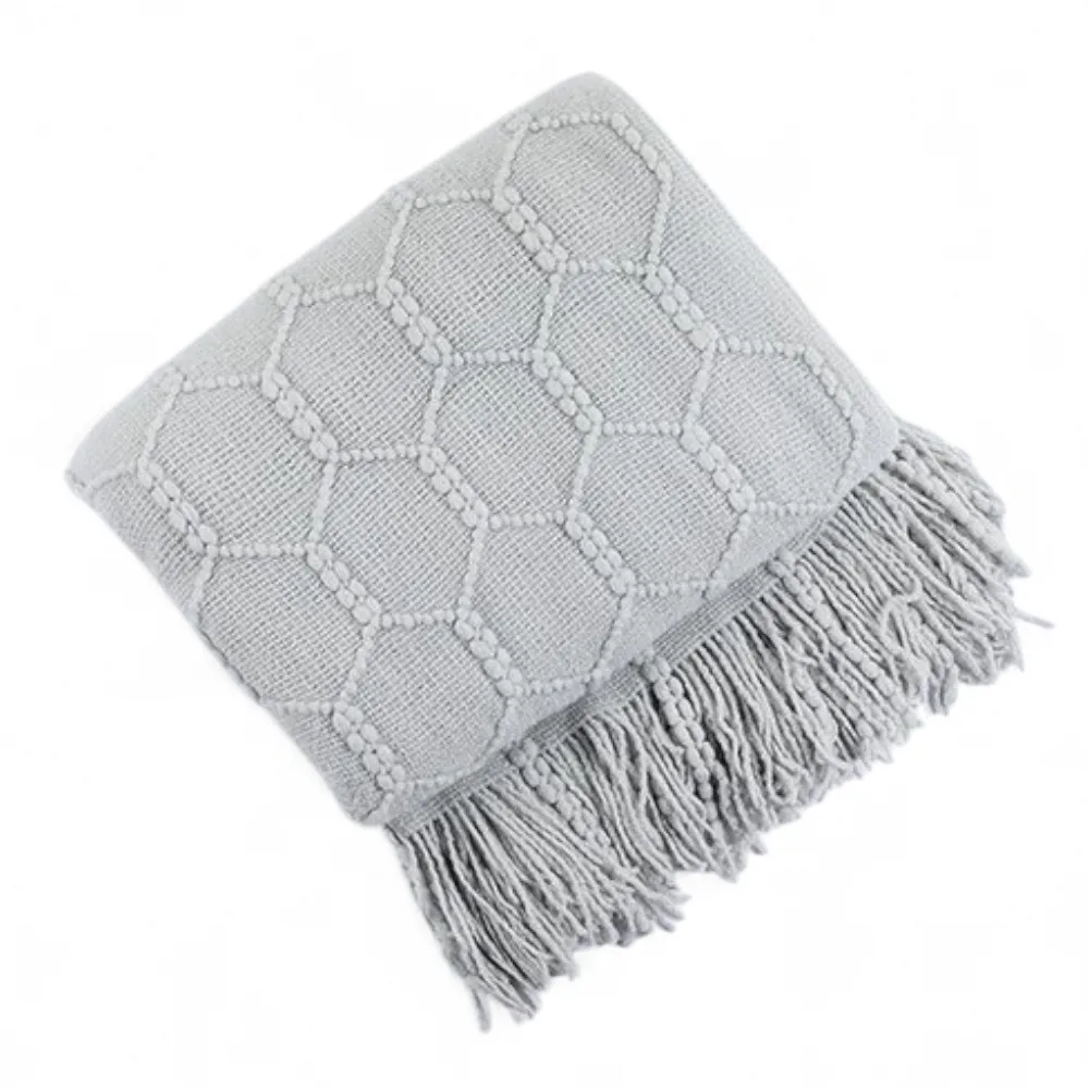 MANTA GRIS TRAMADA CON DISEÑO DE HEXÁGONOS