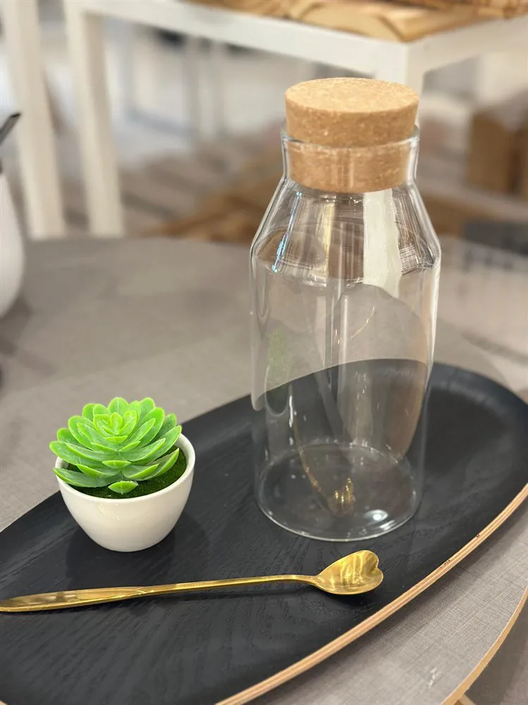 BOTELLA DE BOROSILICATO CON TAPA DE CORCHO 900 ML - Imagen 4