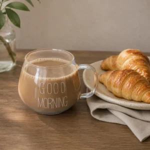 TAZA DE VIDRIO CON FRASE