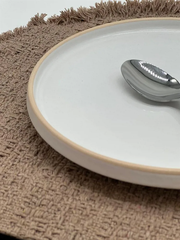 PLATO POSTRE TOZEUR NEO BLANCO BORDE NATURAL - Imagen 3