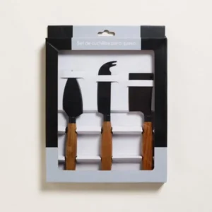 SET X 3 CUCHILLOS PARA QUESO BLACK Y ACACIA