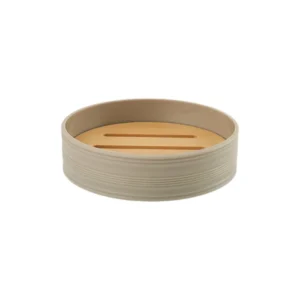 JABONERA REDONDA RAYADA BLANCA CON BAMBOO