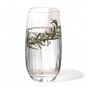 SET X 6 VASOS DE VIDRIO RAYADO TRANSPARENTE