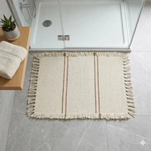 ALFOMBRA RDM 100% ALGODON NATURAL RAYA DOBLE MARRON
