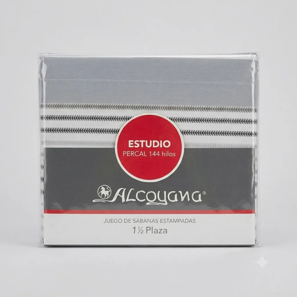 JUEGO DE SABANAS 144 HILOS PERCAL RAYAS GRIS 1 1/2 PLAZA - Imagen 2