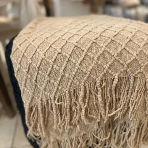 MANTA TRAMADA BEIGE CON ROMBOS CHICOS