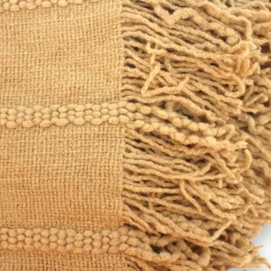 MANTA DE LANILLA BEIGE TRAMADA CON RAYAS