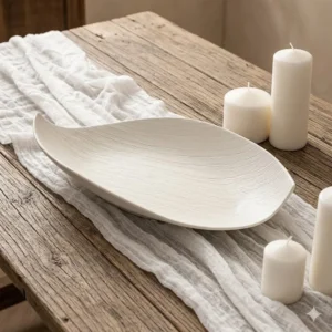 CENTRO DE MESA CERAMICA BLANCO IRREGULAR