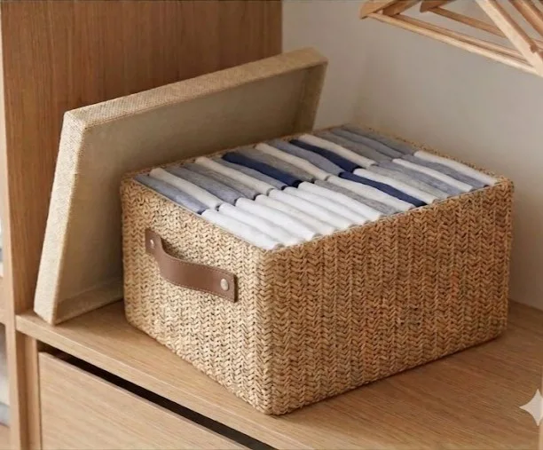 CONTENEDOR GRANDE CON TAPA DE FIBRA NATURAL - Imagen 2