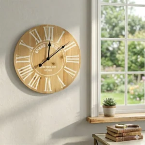 RELOJ MADERA NUMEROS ROMANOS 40 CM