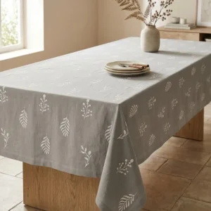 MANTEL RECTANGULAR TUSOR BOTANICO GRIS : 2.50 MTRS X 1.50 MTRS