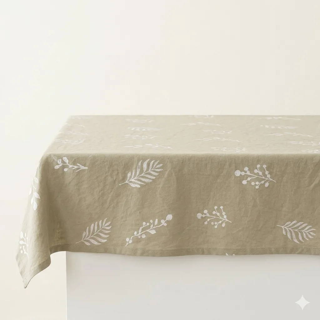 MANTEL RECTANGULAR TUSOR BOTANICO 2.50 X 1.50 MTRS BEIGE