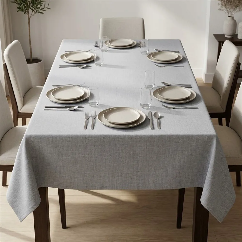 MANTEL IMPERMEABLE RECTANGULAR TRAMADO GRIS O.