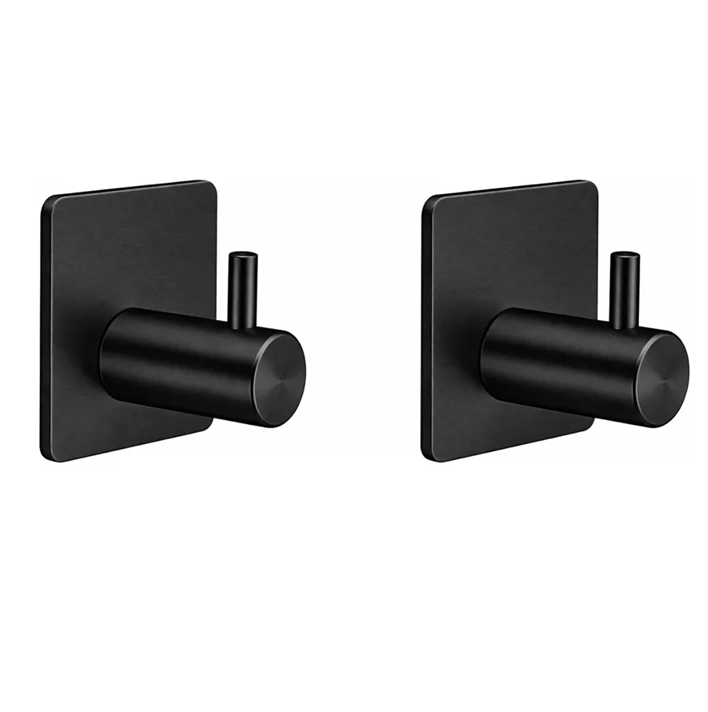 GANCHO DE METAL COLOR NEGRO CON AUTOADHESIVO 3M AUTOADHESIVO X 2 UNIDADES