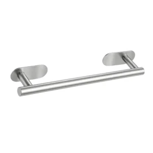 TOALLERO DE METAL COLOR ACERO CON AUTOADHESIVO 3M