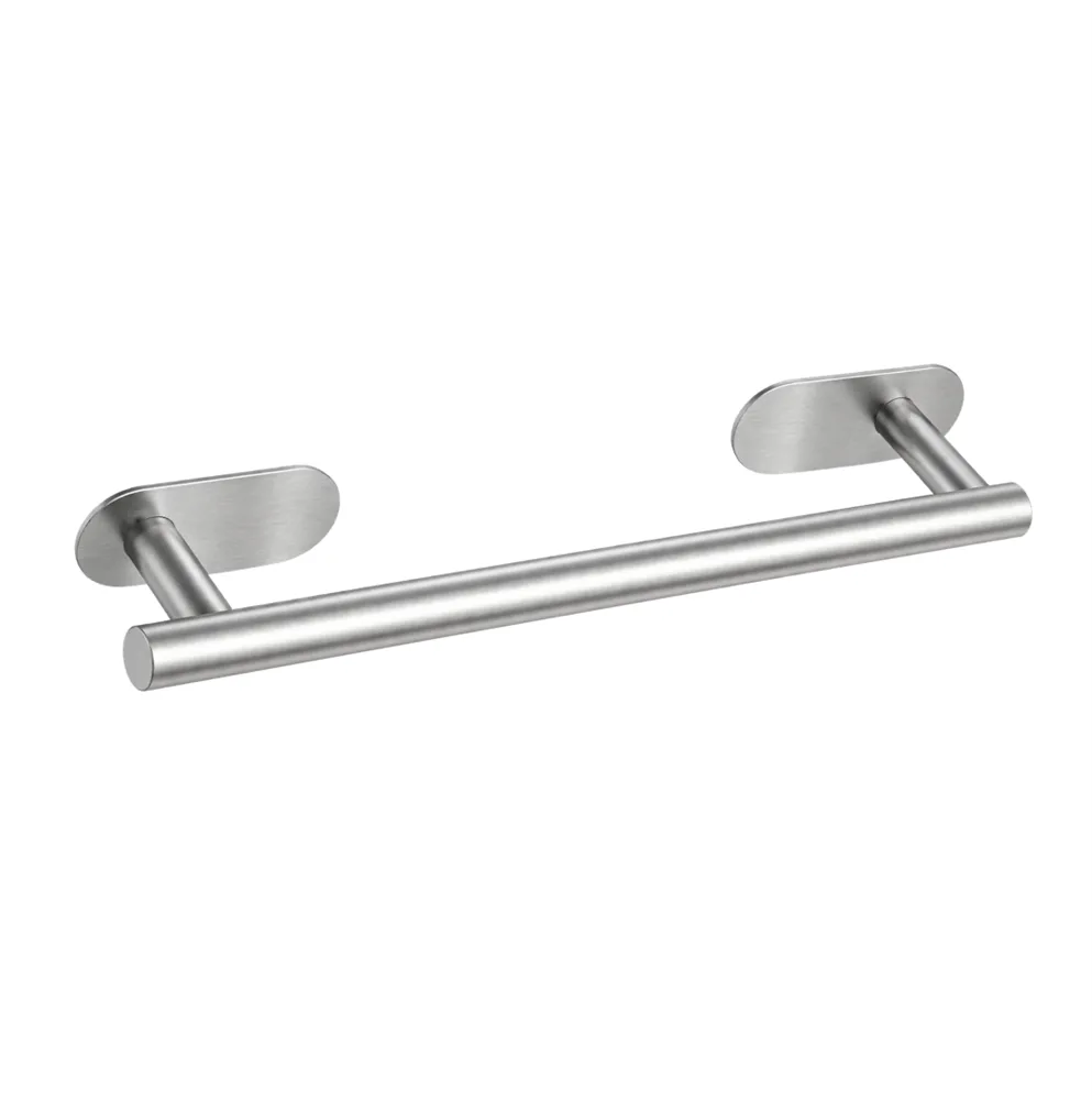 TOALLERO DE METAL COLOR ACERO CON AUTOADHESIVO 3M