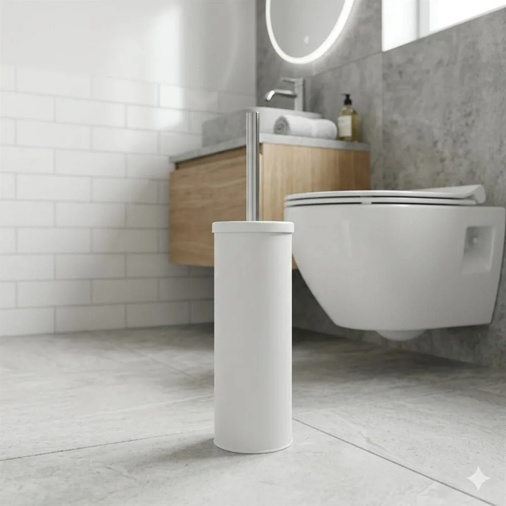ESCOBILLA DE BAÑO BLANCA LISA - Imagen 2