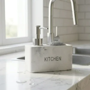 DISPENSER CON PORTA ESPONJA KITCHEN BLANCO