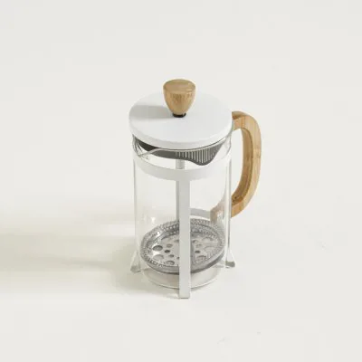 CAFETERA CON EMBOLO BLANCA BAMBOO 600 ML - Imagen 2