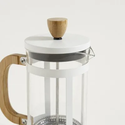 CAFETERA CON EMBOLO BLANCA BAMBOO 600 ML
