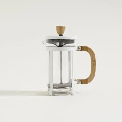 CAFETERA CON EMBOLO BLANCA BAMBOO 600 ML - Imagen 3