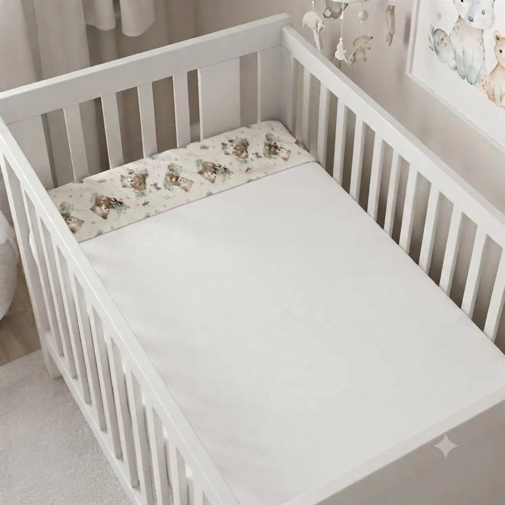 JUEGO DE SABANAS PRACTICUNA ( PARA COLCHON 0,80 X 1,10 MTRS) OSO Y LIEBRE BEBE BEIGE
